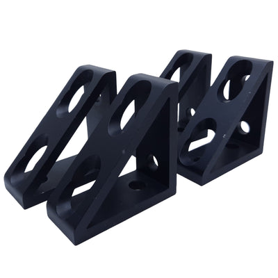 Used Lot of 4 80/20 25-4136-Black Tall Gusseted Inside Corner Bracket 25 Series 4Hole