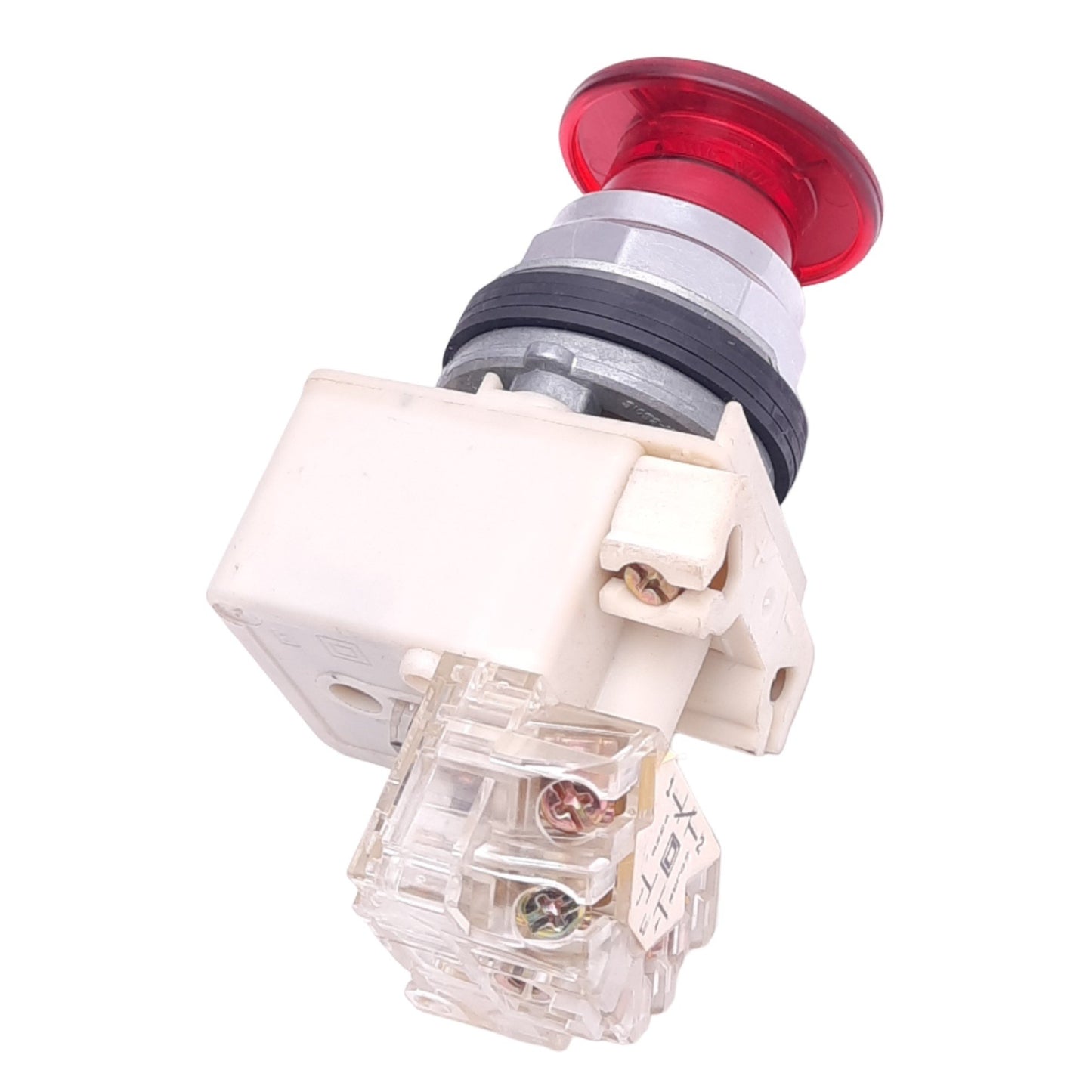 Used Square D 9001KM1 Illuminated Push/Pull E-Stop Button, ø30mm, 1NC 1NO, 600V 10A