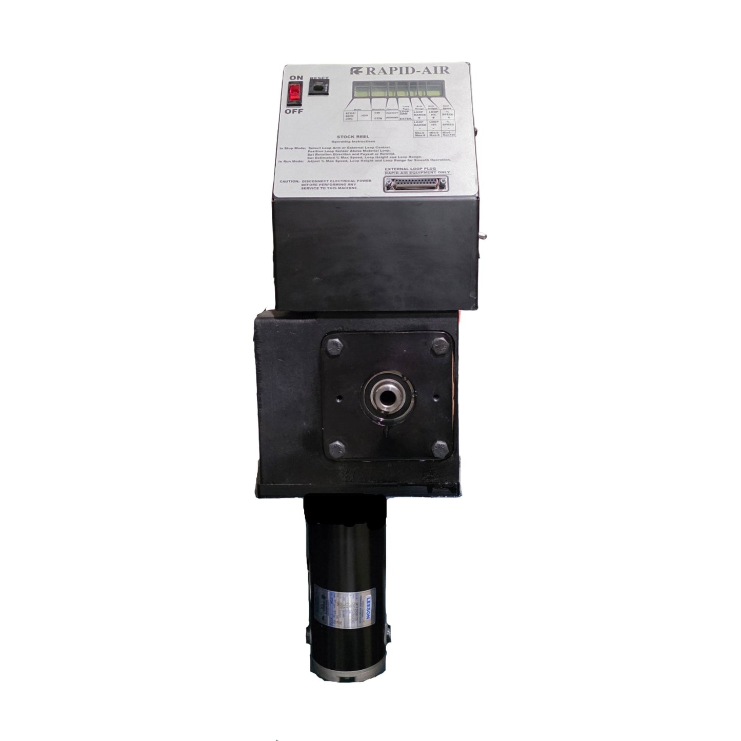 Used Rapid-Air R23F 100 Series Powered Stock Reel 75lbs Capacity, 18" Max Coil, 80RPM