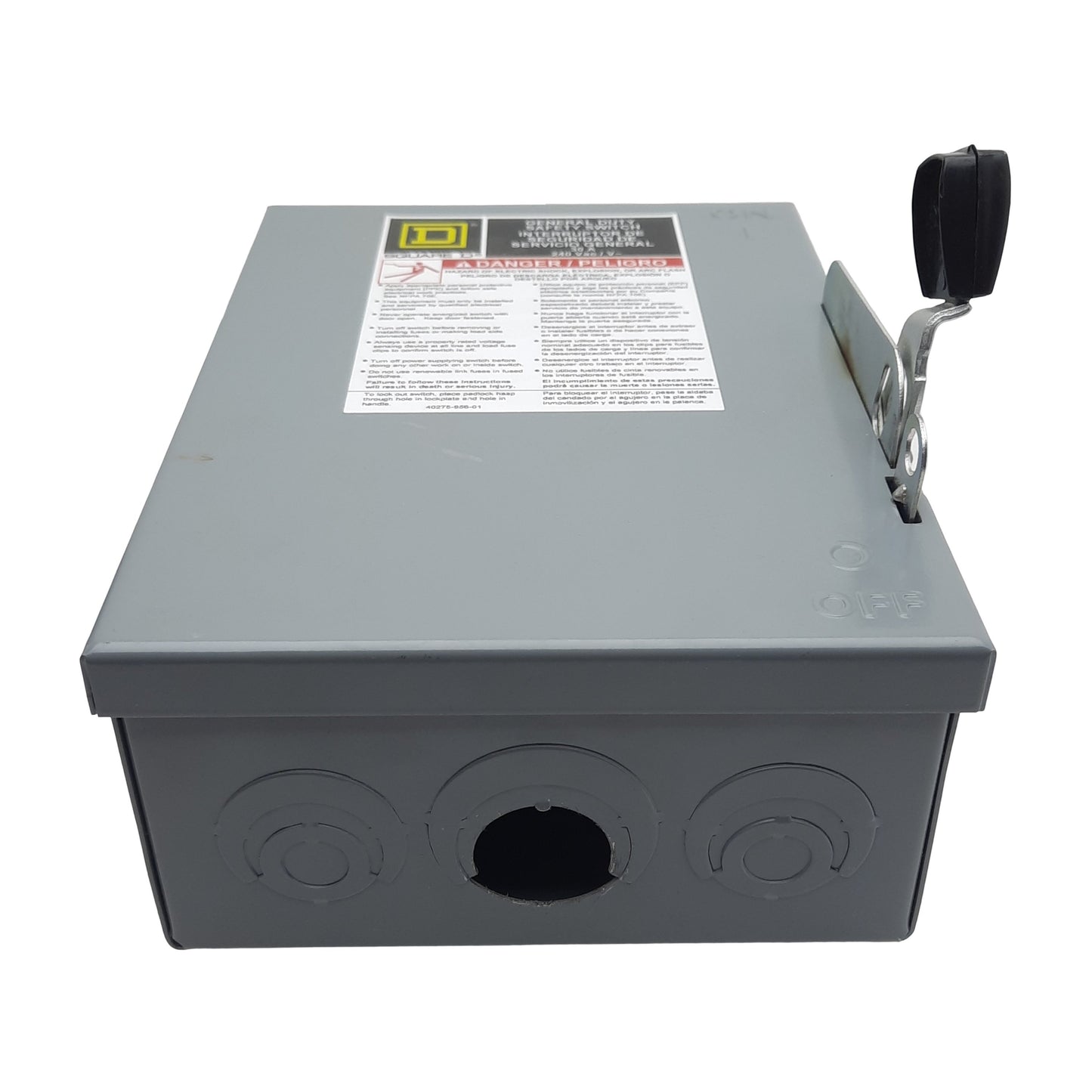 Used Square-D D321N General Duty Safety Switch, 3-Pole 3PH, 30A 240VAC, H/K/R Fuse
