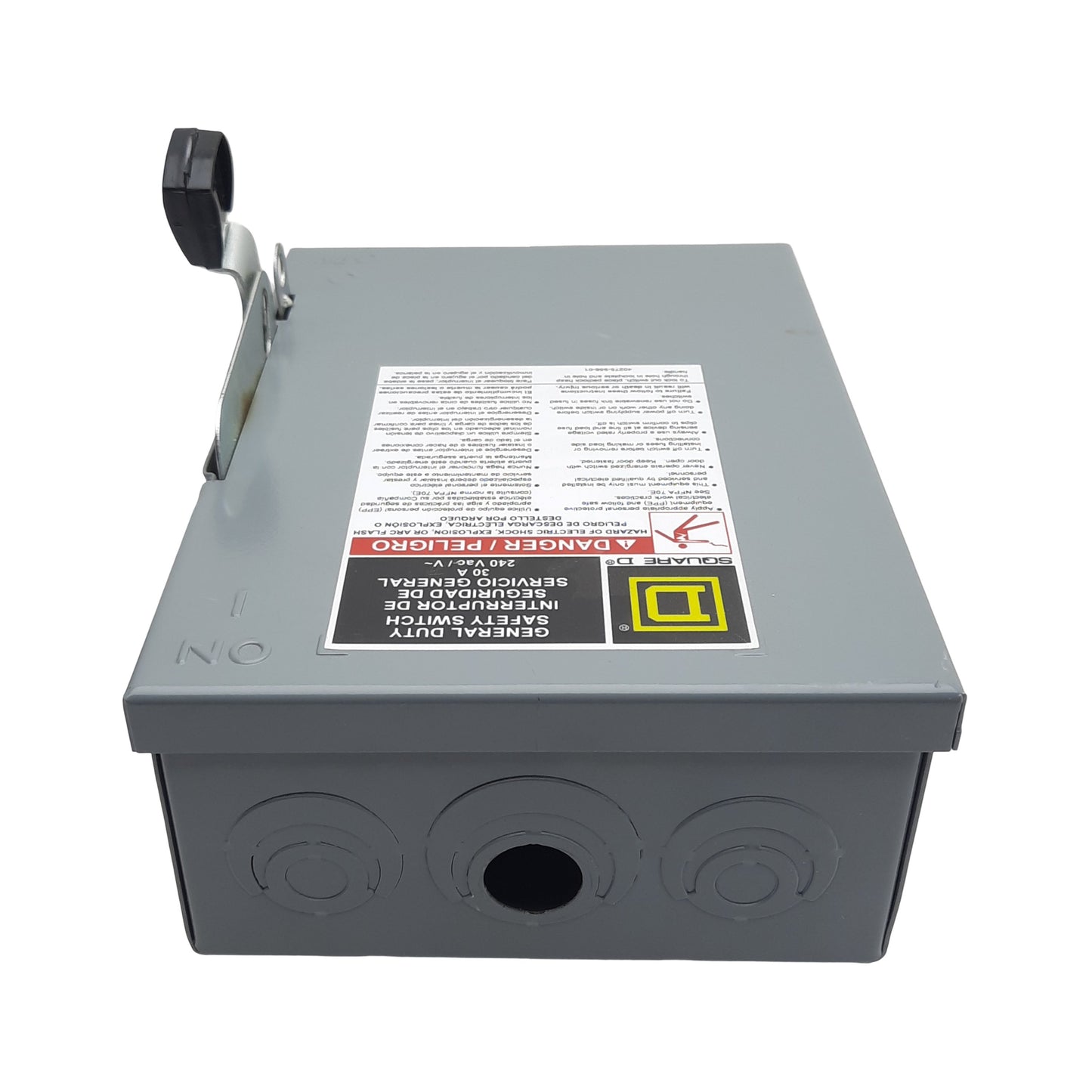 Used Square-D D321N General Duty Safety Switch, 3-Pole 3PH, 30A 240VAC, H/K/R Fuse