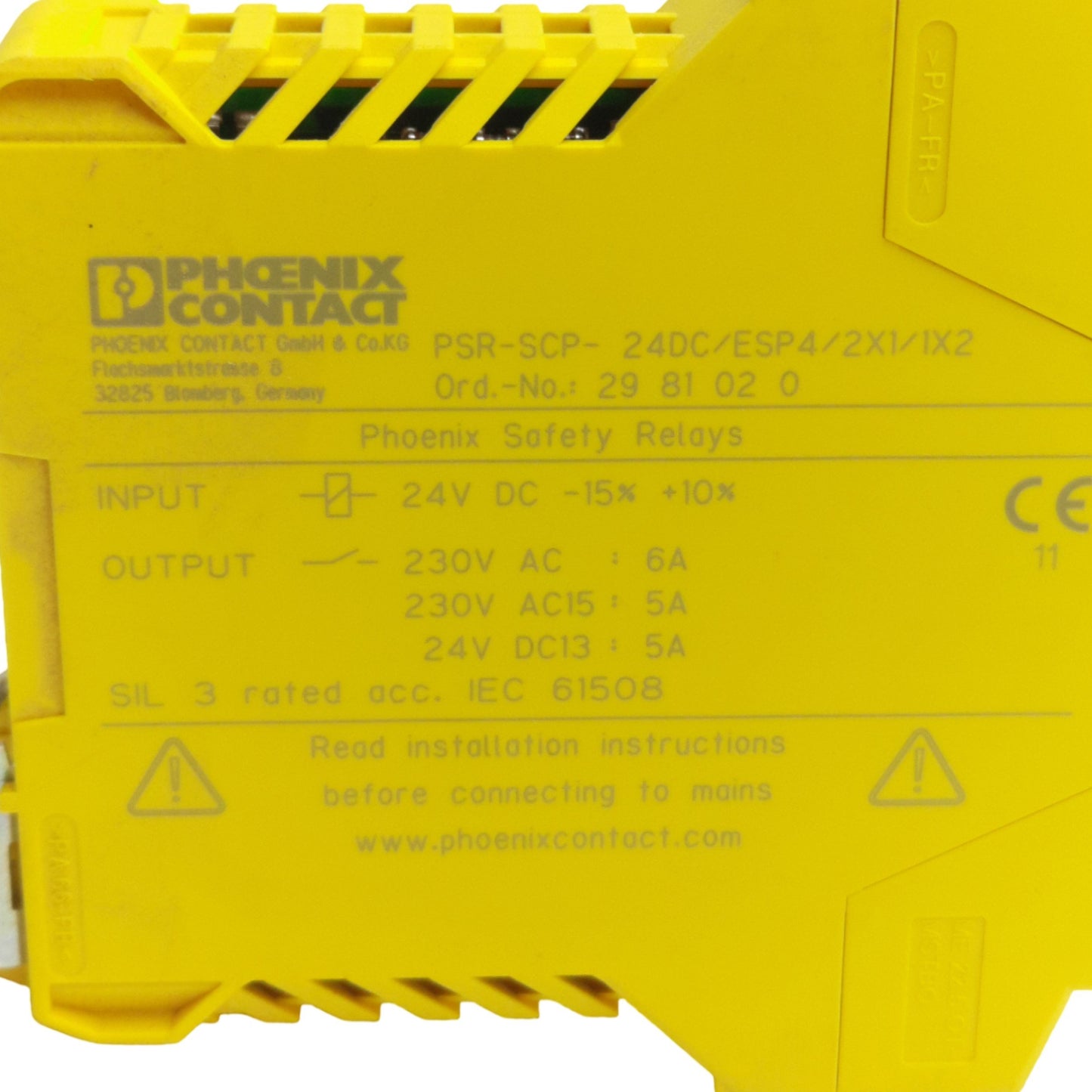 Used Phoenix Contact PSR-SCP-24DC/ESP4/2X1/1X2 Safety Relay, 2NO & 2NC, 24VDC Coil