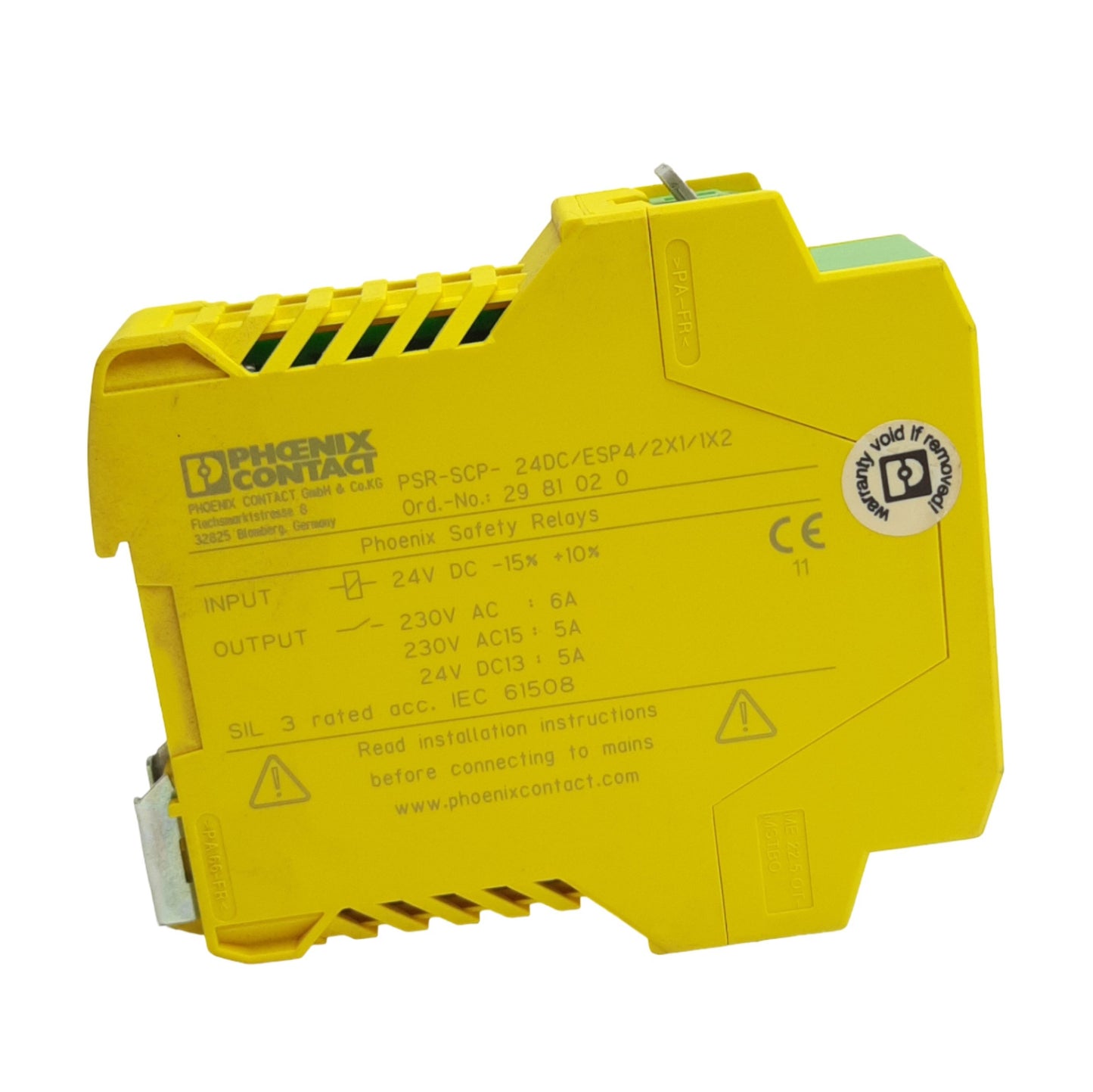 Used Phoenix Contact PSR-SCP-24DC/ESP4/2X1/1X2 Safety Relay, 2NO & 2NC, 24VDC Coil