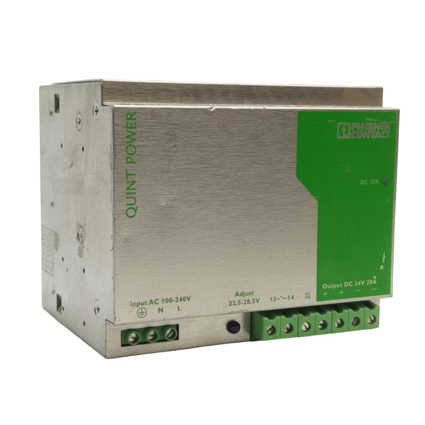 Used Phoenix Contact QUINT-PS-100-240AC/24DC/20 Power Supply 100-240VAC In, 24VDC Out