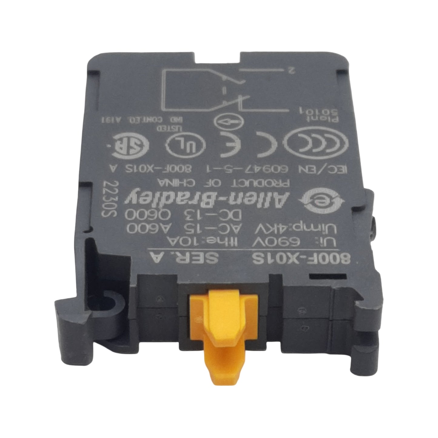Used Allen Bradley 800F-X01S Pushbutton Contact Block, 1N.C SM, 10A 600VAC, 22mm