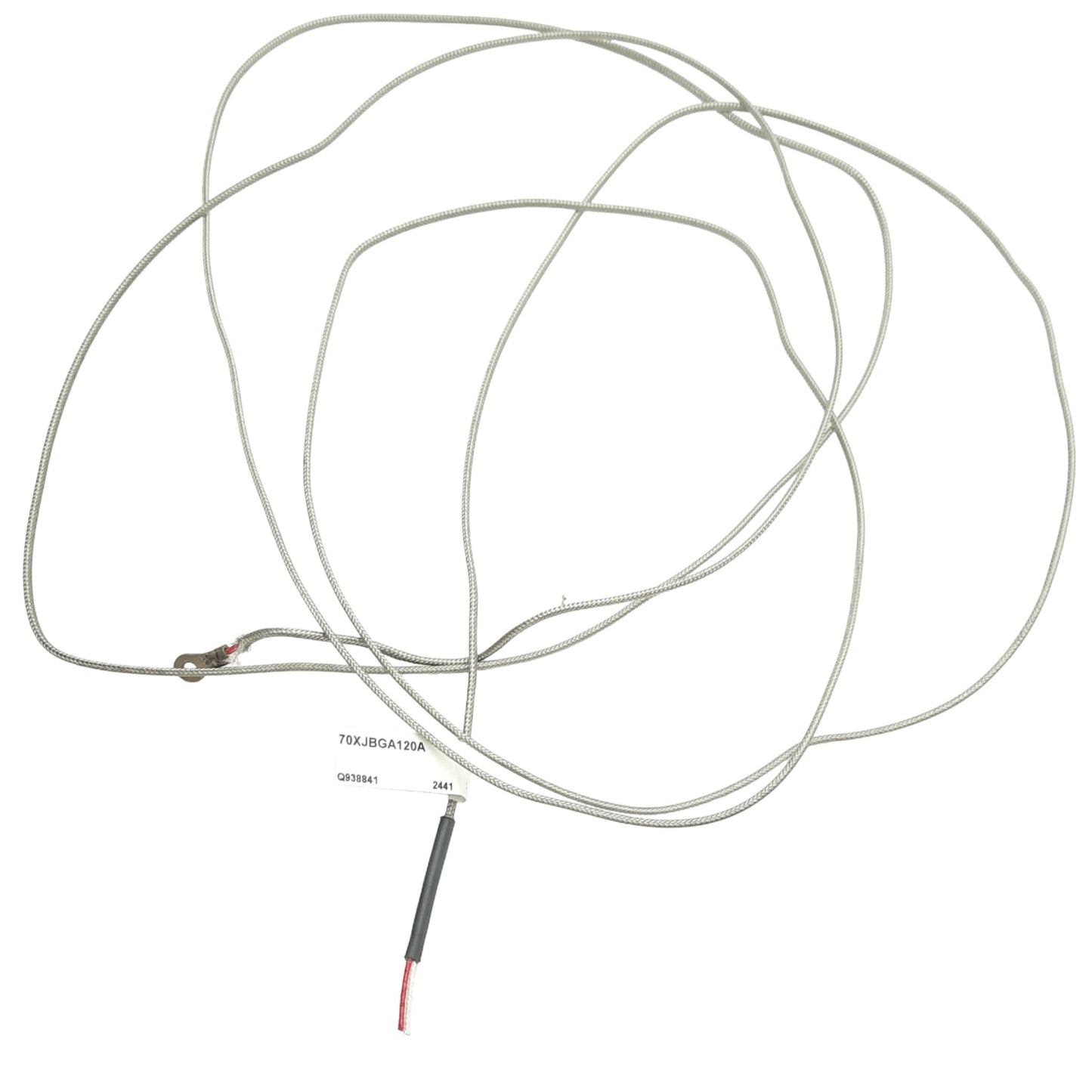 Used Watlow 70XJBGA120A Ring Thermocouple, Type J, 120in, Flying Leads, Stud Size #6