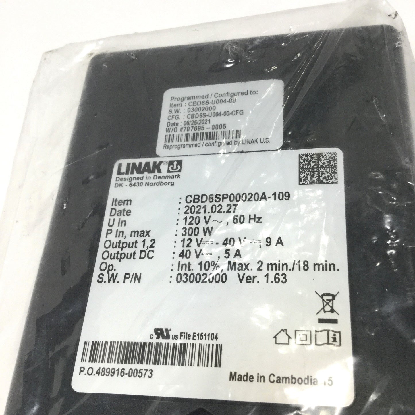 New Linak CBD6SP00020A-109 Deskline 2-Channel Linear Actuator Controller 300W 120VAC