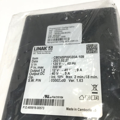 New Linak CBD6SP00020A-109 Deskline 2-Channel Linear Actuator Controller 300W 120VAC