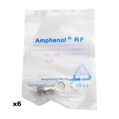 New Lot of 6 Amphenol RF 031-236 RF Coaxial Connector, 50Ohms 2GHz 500V, Jack