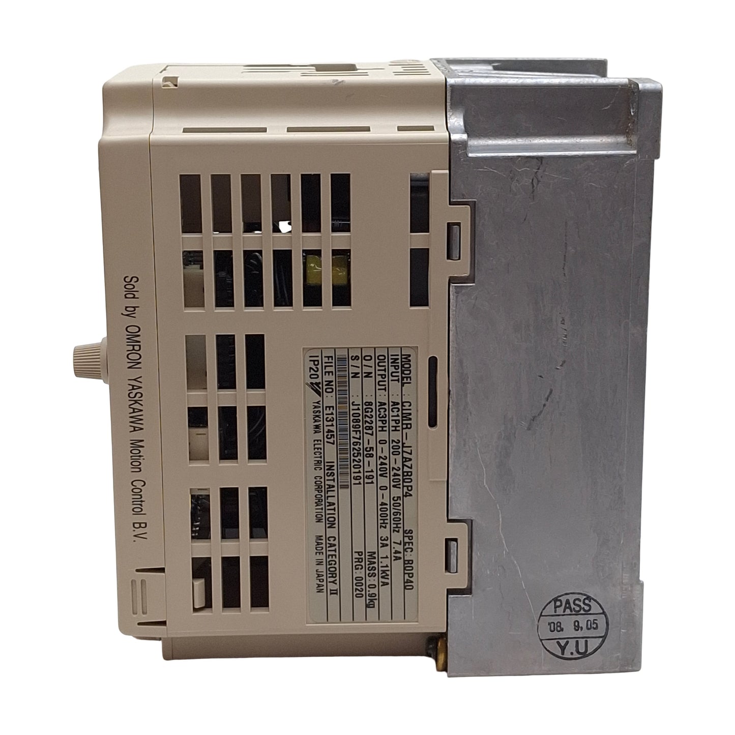 Used Omron CIMR-J7AZB0P4 Varispeed J7 Drive 0.55kW, 1Ø 240VAC In, 3Ø 240VAC Out 400Hz