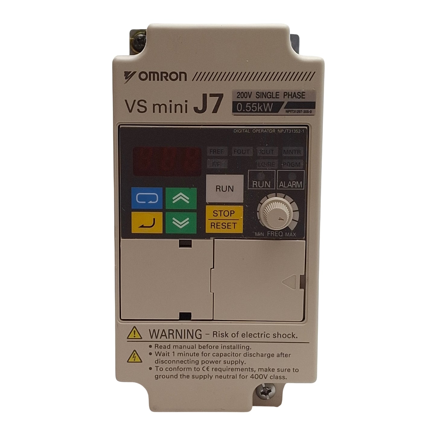 Used Omron CIMR-J7AZB0P4 Varispeed J7 Drive 0.55kW, 1Ø 240VAC In, 3Ø 240VAC Out 400Hz