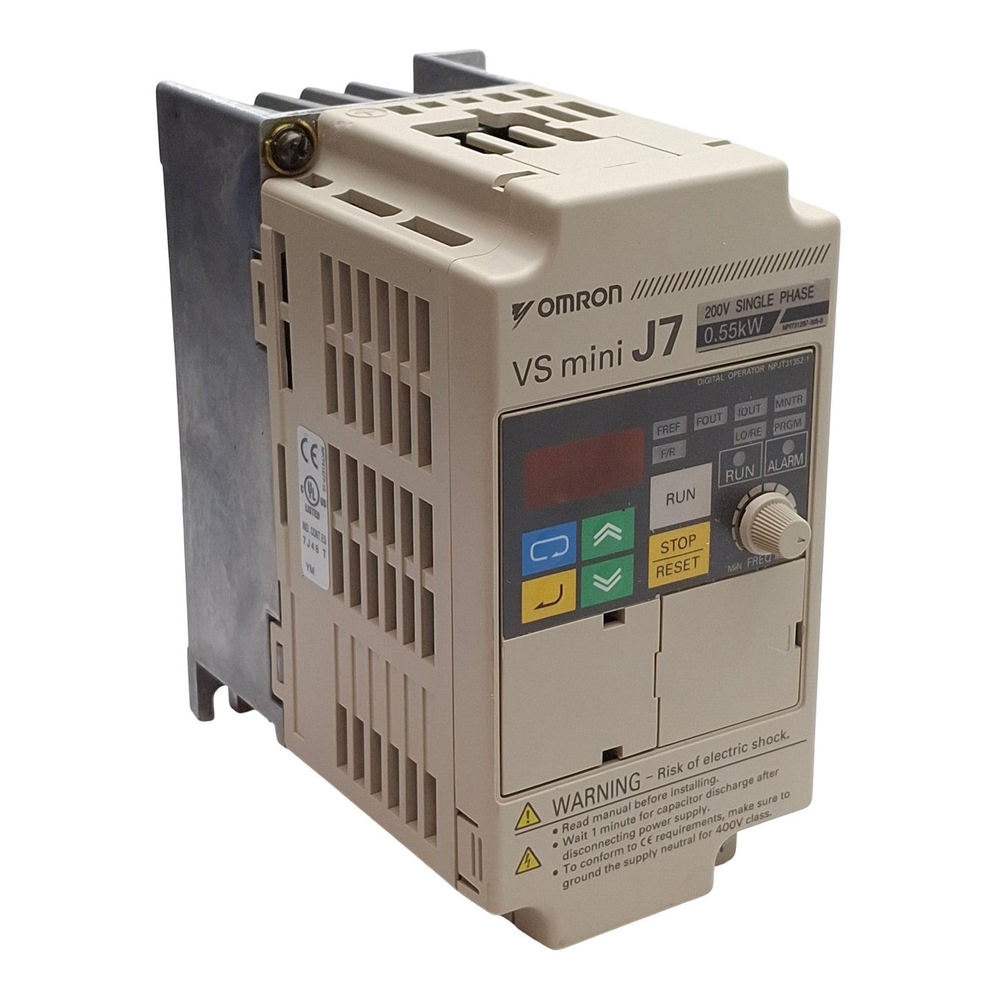 Used Omron CIMR-J7AZB0P4 Varispeed J7 Drive 0.55kW, 1Ø 240VAC In, 3Ø 240VAC Out 400Hz