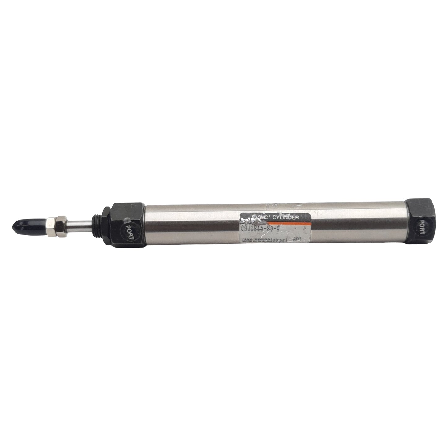 Used SMC CDJ1B15-80-A Pneumatic Cylinder, ø15mm Bore, 80mm Stroke, M5, 100psi Max