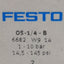 Used Festo OS-1/4-B Pneumatic Gate Valve, G1/4in Ports, 1170l/min, 1-10bar