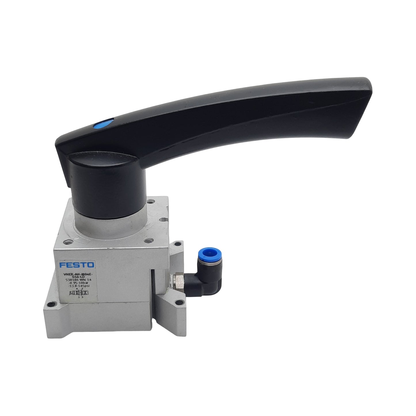Used Festo 538186 Hand Lever Valve, 4/3-Way Exhausted, G1/4in, 1150l/min, -0.95~10bar