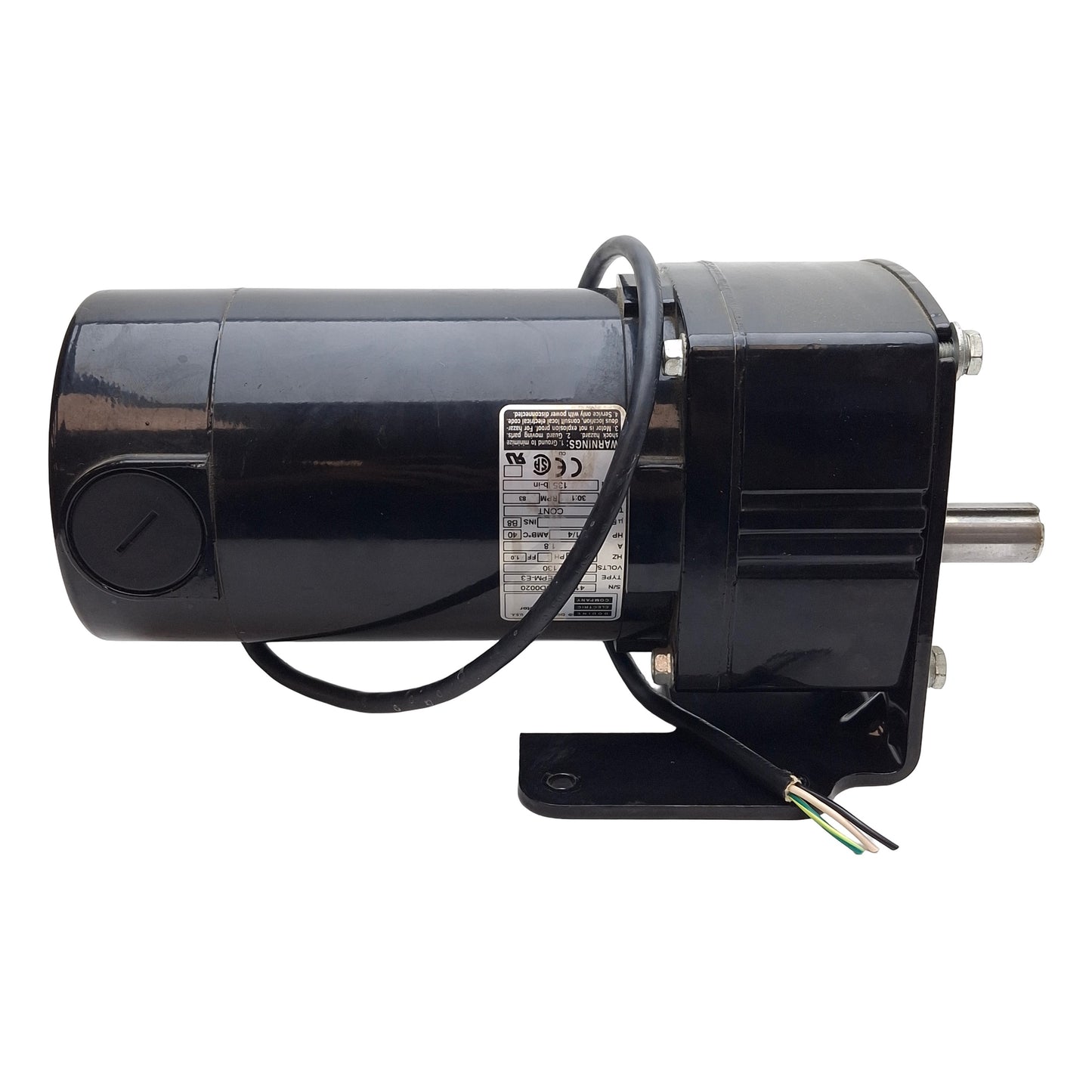 Used Bodine 42R5BEPM-E3 DC Motor 30:1 130VDC 1.8A 1/4HP 83RPM 135in-lb ø3/4in Shaft