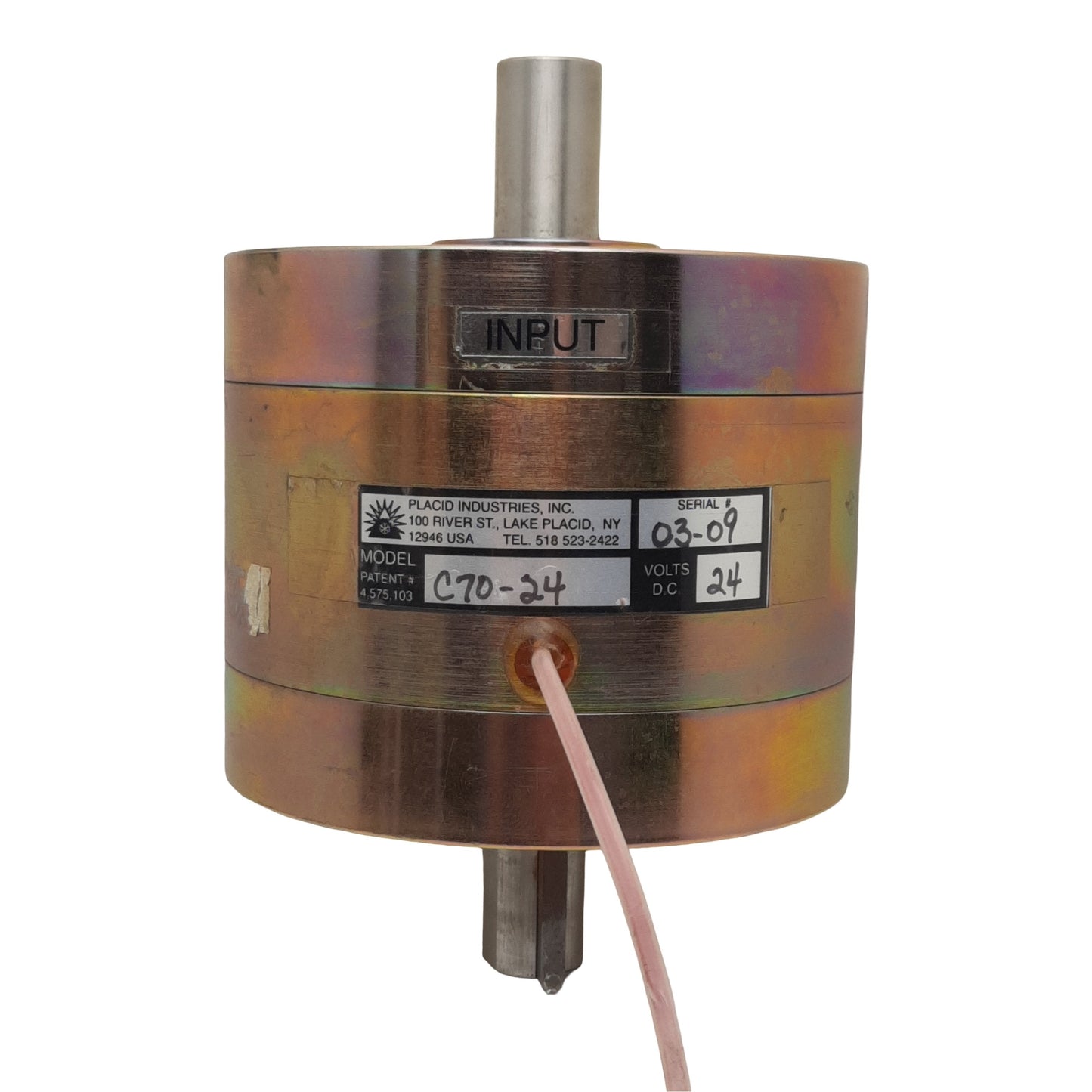 Used Placid C70-24 Magnetic Particle Clutch, 24VDC, ø3/4in Shaft, 2-70lb-in, 1000rpm