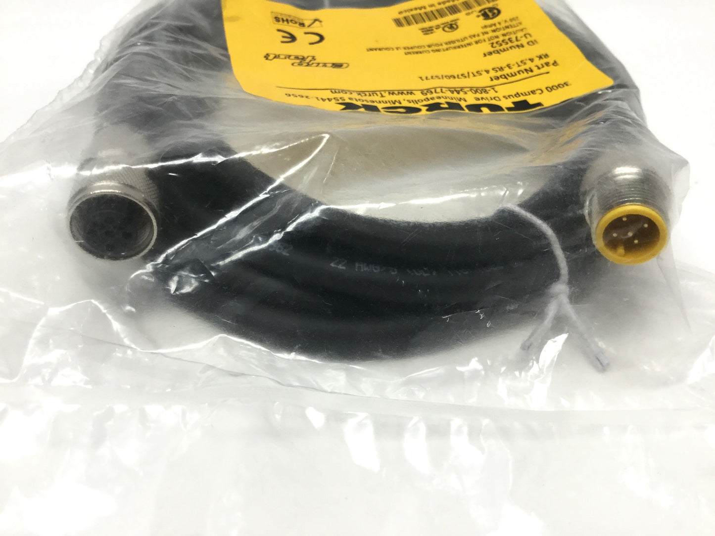 New Turck RK 4.5T-3-RS 4.5T/S760/S771 Eurofast Cordset Sensor Cable, 3m, M12 5-Pin
