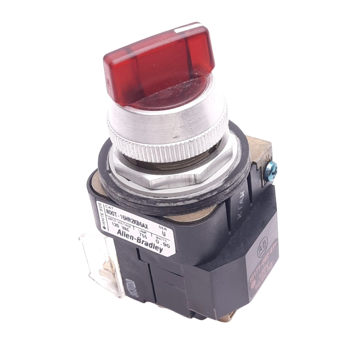 Used Allen Bradley 800T-16HR2KB6AX Illuminated Selector Switch, ø30mm, 1N.C. + 1N.O.