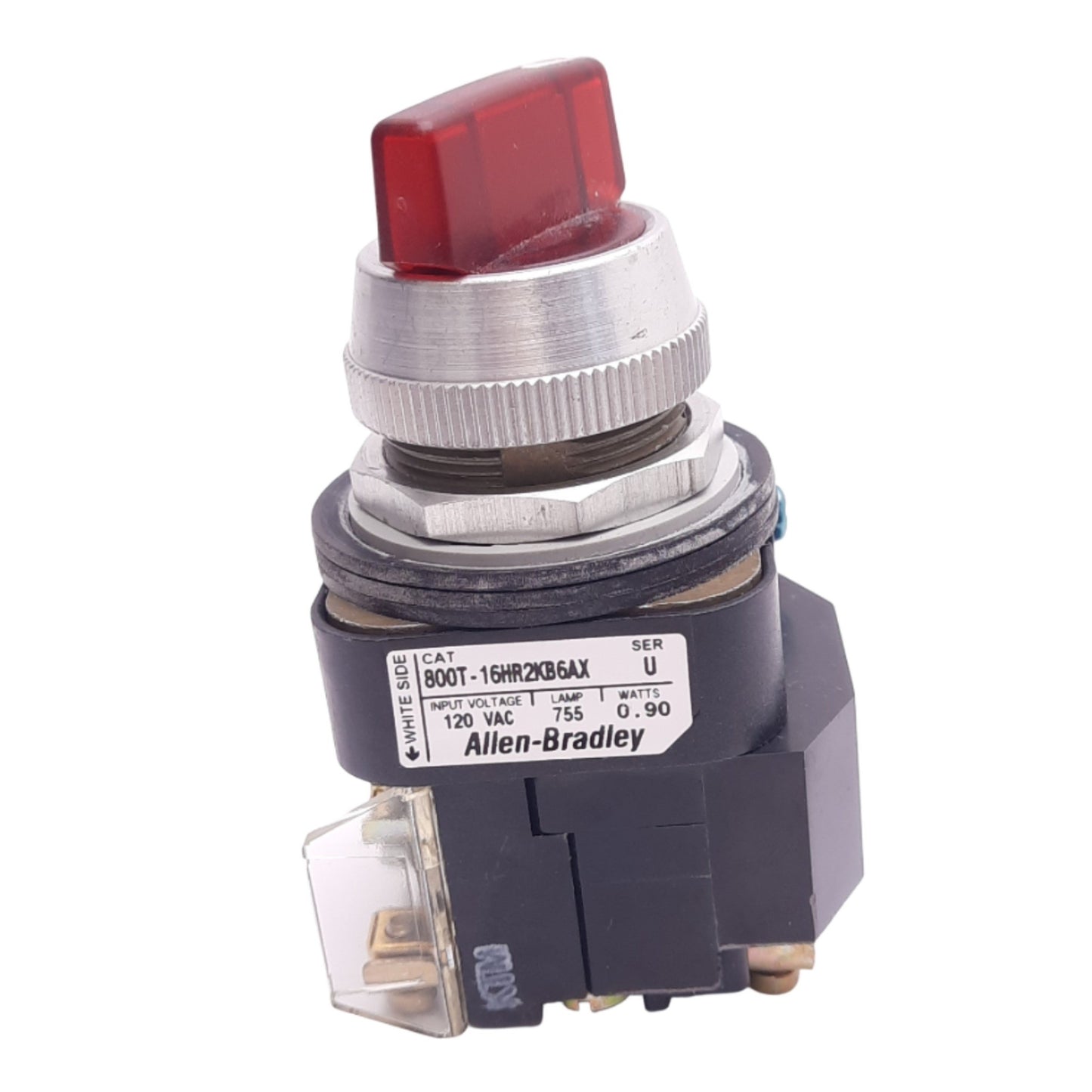 Used Allen Bradley 800T-16HR2KB6AX Illuminated Selector Switch, ø30mm, 1N.C. + 1N.O.