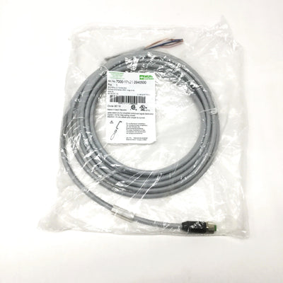 New Murrelektronik 7000-17121-2940500 Cordset Cable M12 8-Pin Female to Leads, 5m