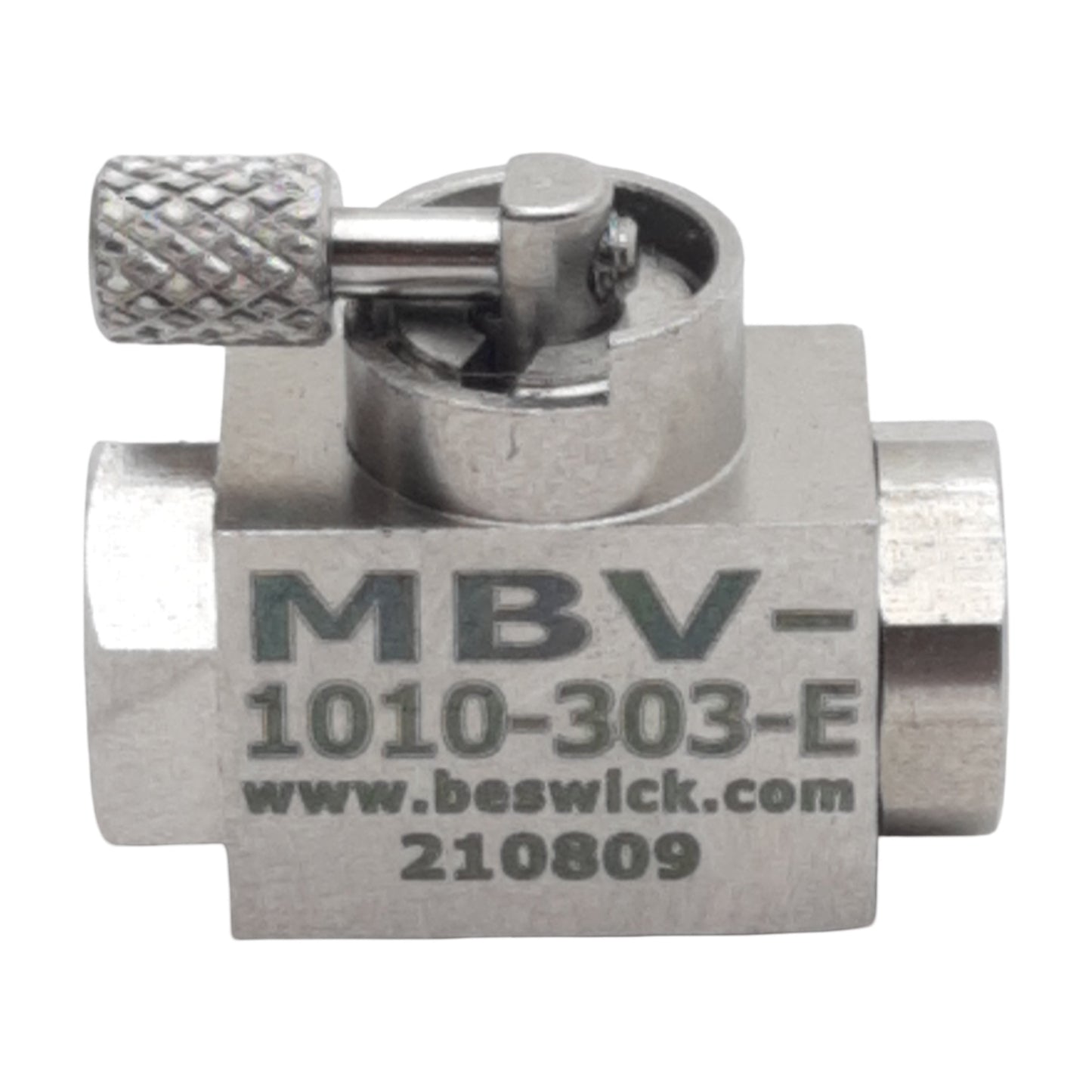 Used Beswick MBV-1010-303-E On/Off Mini Ball Valve, #10-32UNF Female, 500psig