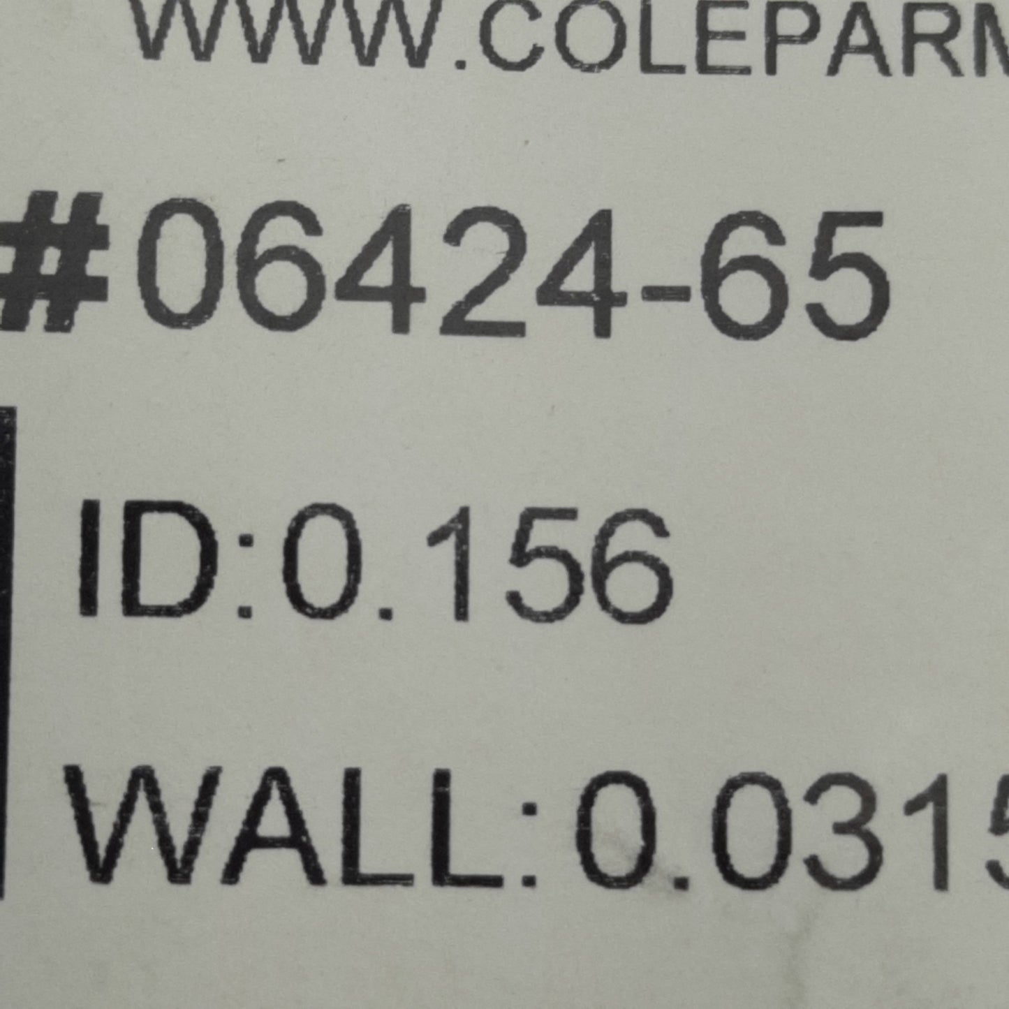 New Cole Parmer 06424-65 Transfer Tubing Opaque White, 5/32ID, 7/32OD, 25ft Length