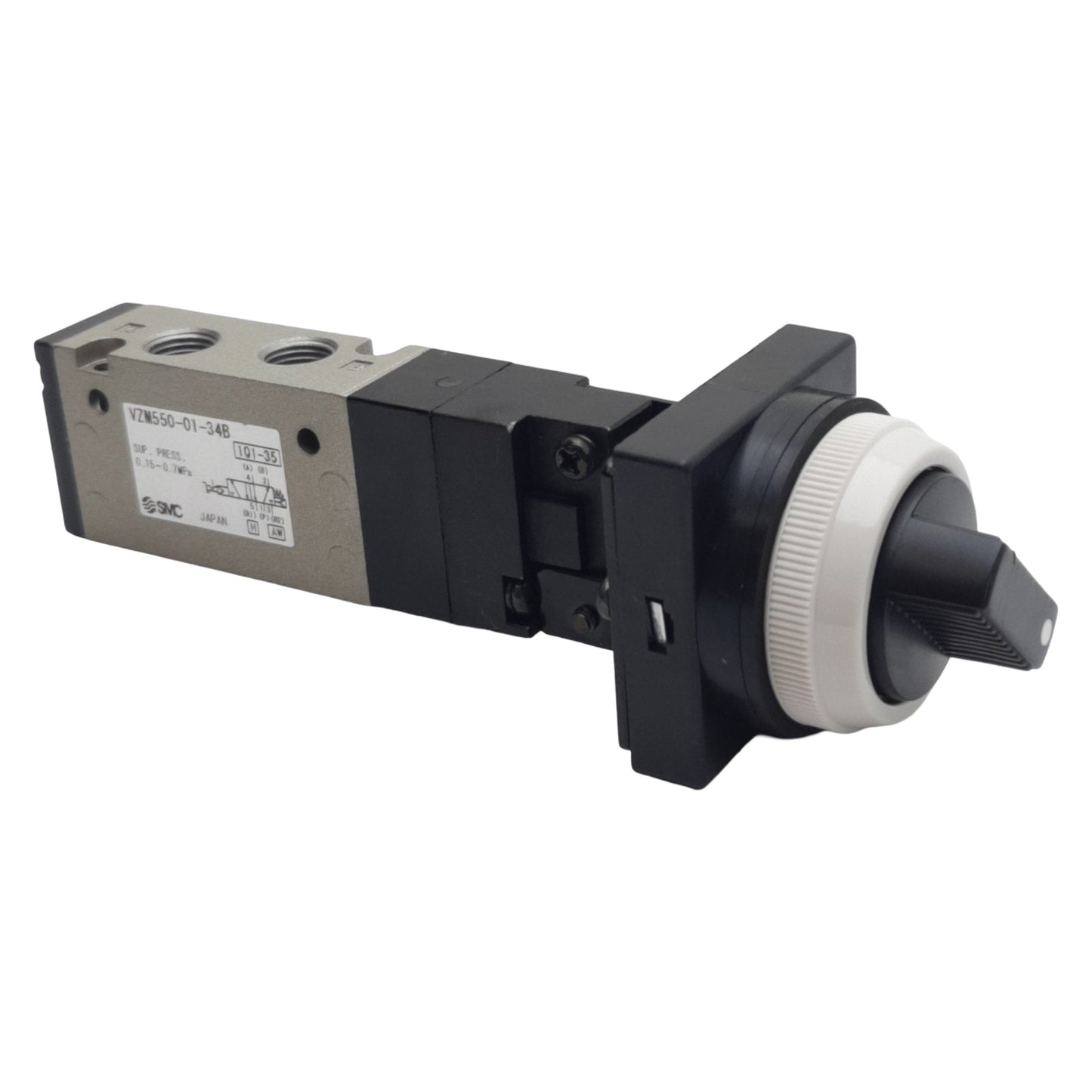 Used SMC VZM550-01-34B Pneumatic Valve, Twist Selector, 5/2-Way, Rc1/8in, 0.15-0.7MPa