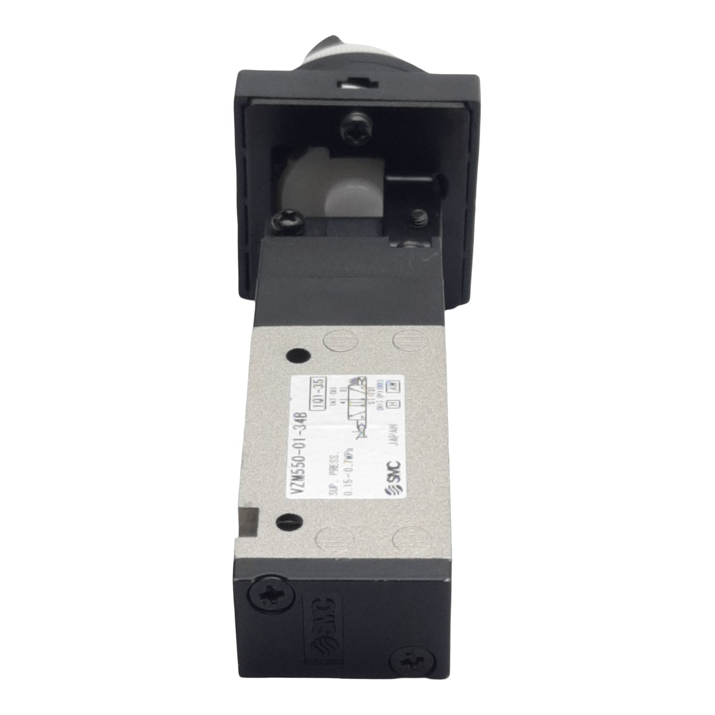 Used SMC VZM550-01-34B Pneumatic Valve, Twist Selector, 5/2-Way, Rc1/8in, 0.15-0.7MPa