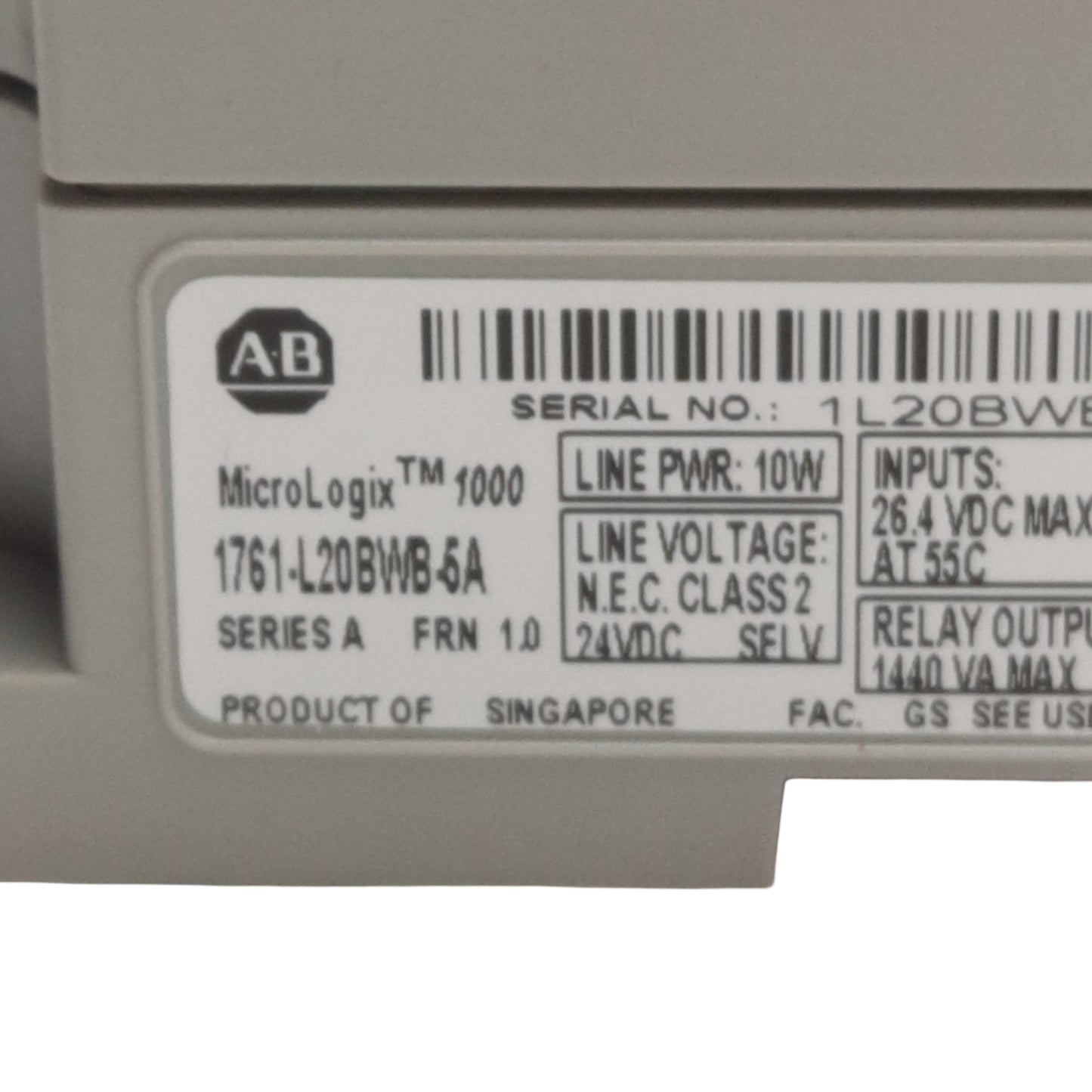 Used Allen Bradley 1761-L20BWB-5A MicroLogix 1000 PLC Controller, *7 OUTPUTS*