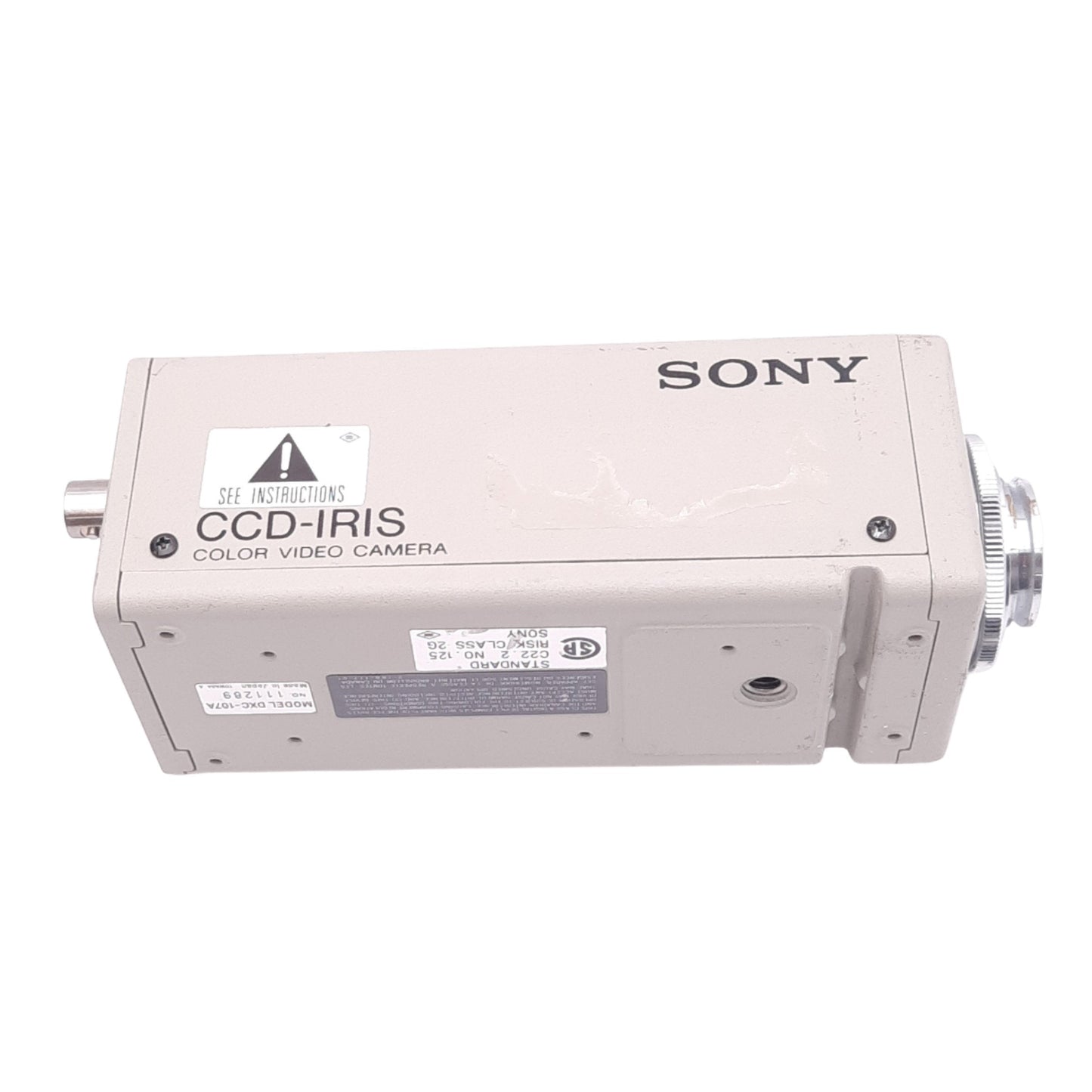 Used Sony DXC-107A CCD-IRIS Color Camera, 1/2", 768x494, 470 TV Lines, 12VDC, C-Mount