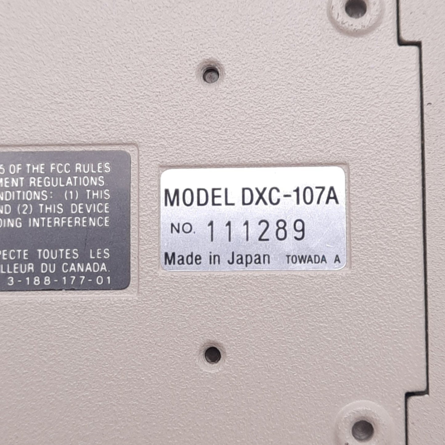 Used Sony DXC-107A CCD-IRIS Color Camera, 1/2", 768x494, 470 TV Lines, 12VDC, C-Mount