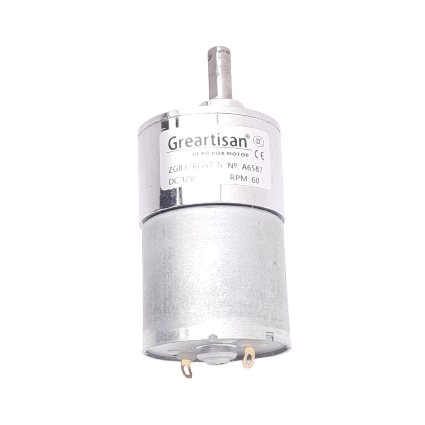 Used Greartisan ZGB37RG57.7i Gear-Box Motor, ø6mm Shaft, ø37mm Body, 60rpm, 12VDC