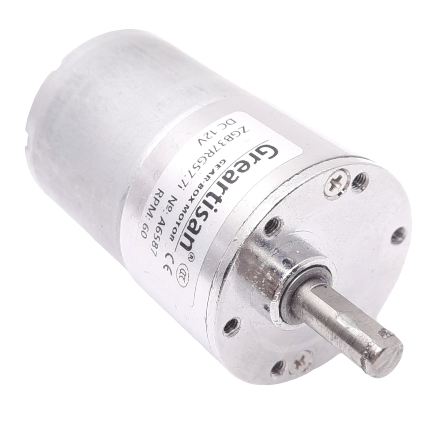 Used Greartisan ZGB37RG57.7i Gear-Box Motor, ø6mm Shaft, ø37mm Body, 60rpm, 12VDC