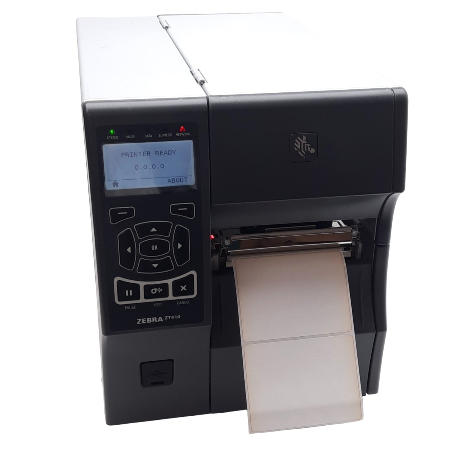 Used Zebra ZT41043-T010000Z Direct Thermal Printer, 300dpi, 4" Print, 100-240VAC