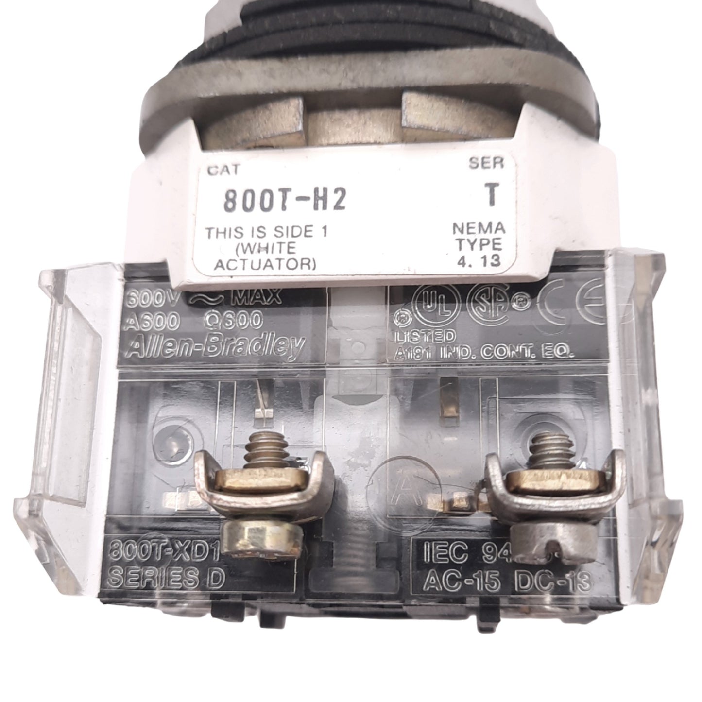Used Allen Bradley 800T-H2T Maintained Selector Switch, ø30mm, 2 N.O., 600VAC 10A Max
