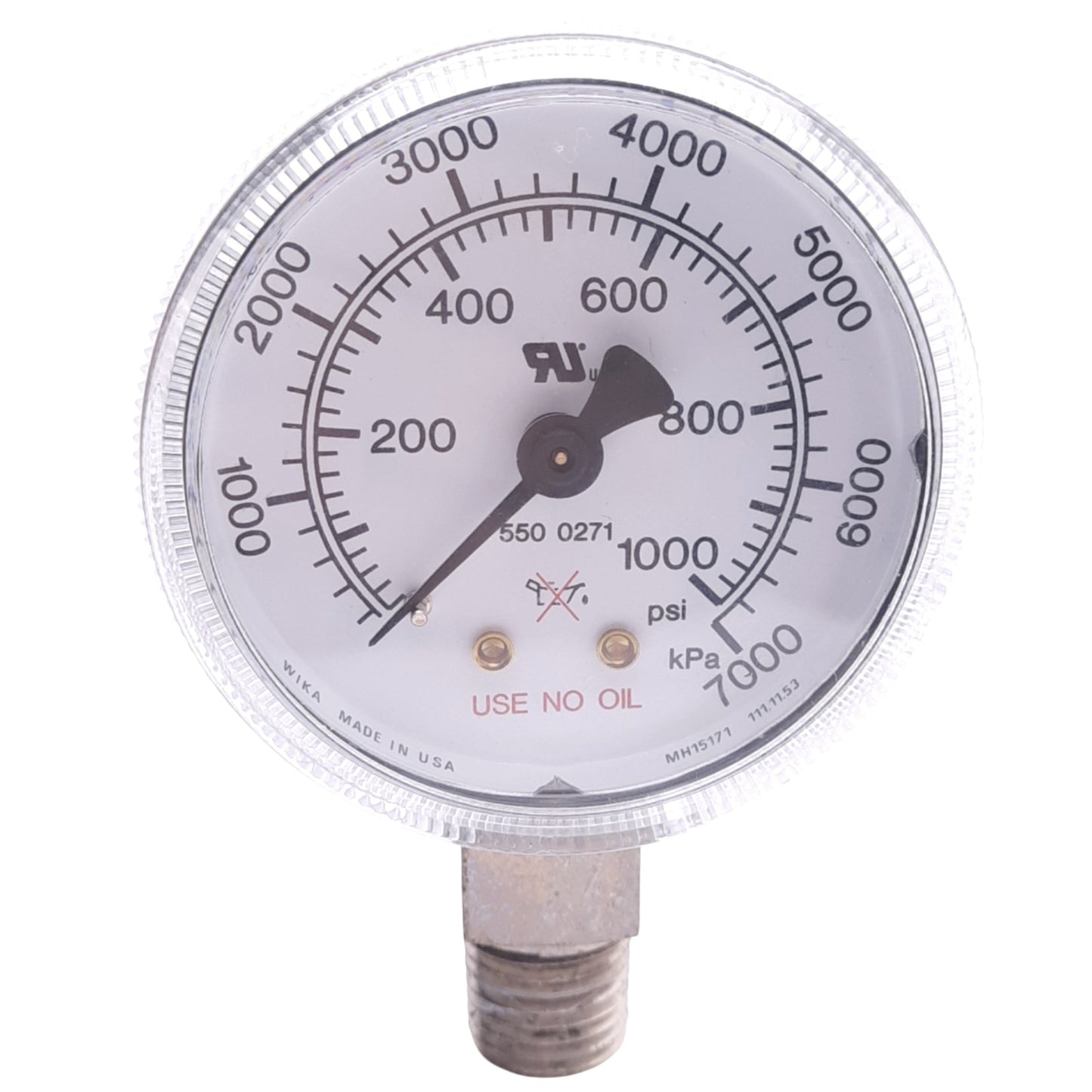 Used CONCOA 5500271 Pressure Gauge, 0-1000psig/0-7000kPa, 2in Face, 1/4in NPT