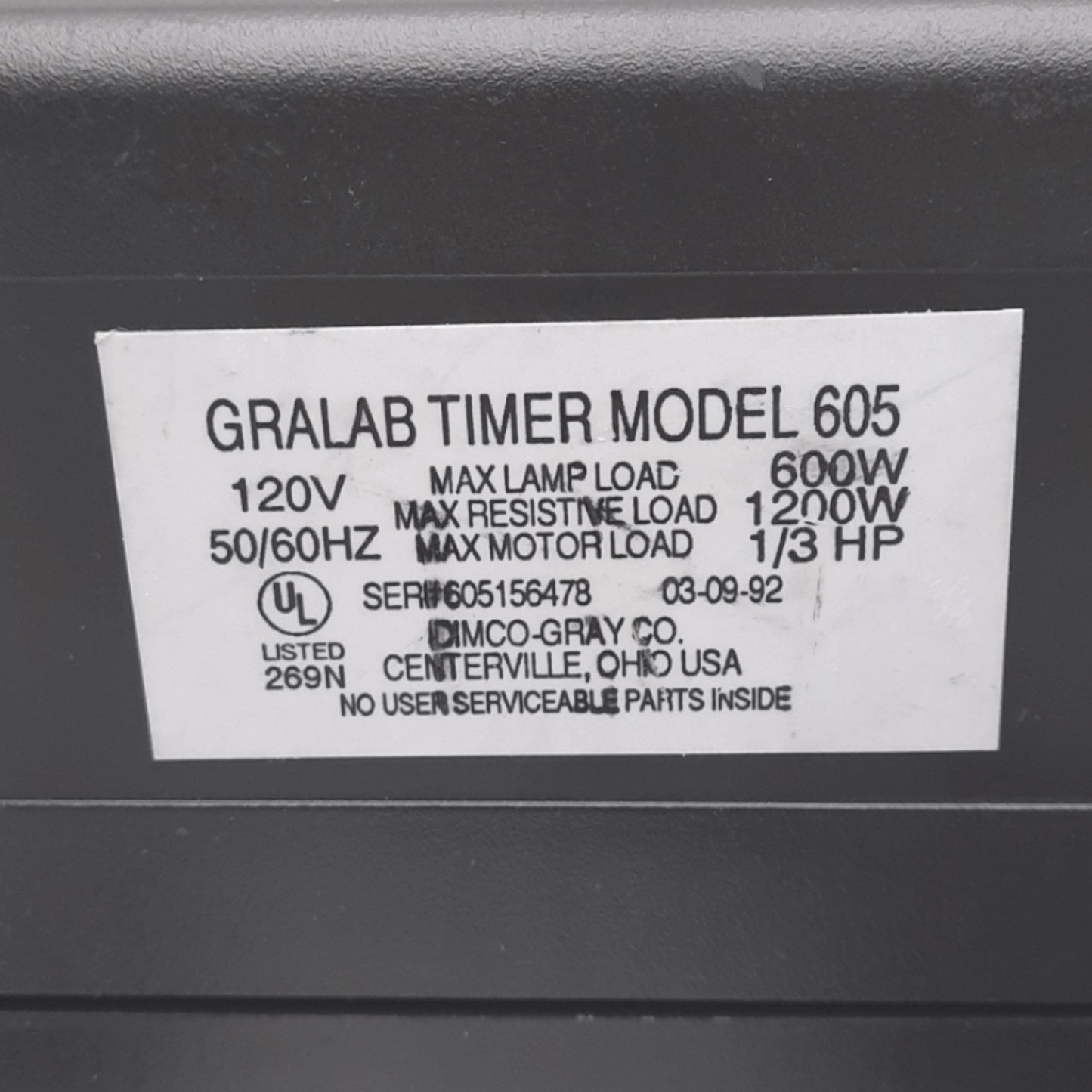 Used GraLab 605 Single Memory Timer w/ Foot Switch, 0.1s-59minutes, 5-Digit, 120VAC