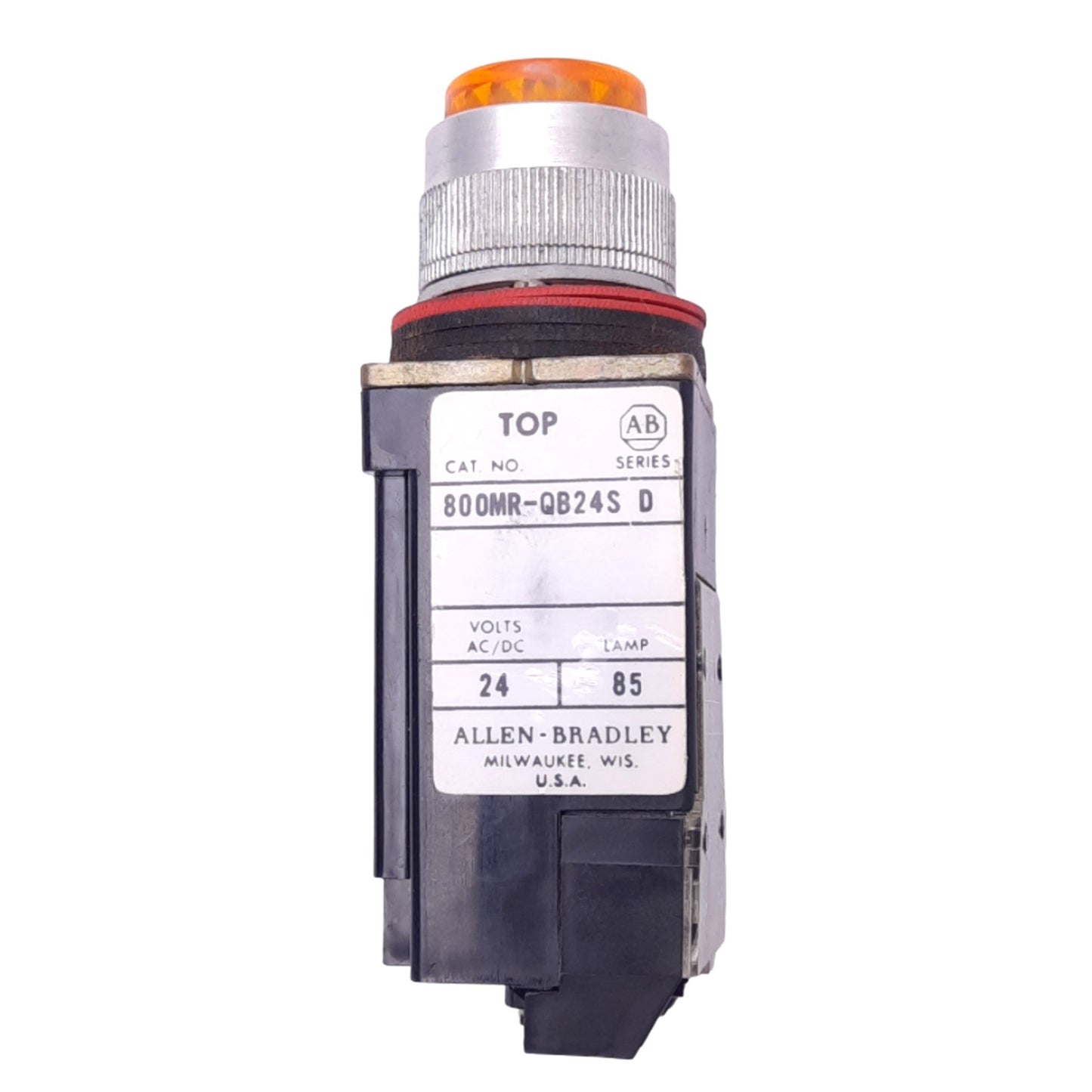 Used Allen Bradley 800MR-QB24S Amber Illuminated Pushbutton, ø22mm, 1NC 1NO, 300V 10A