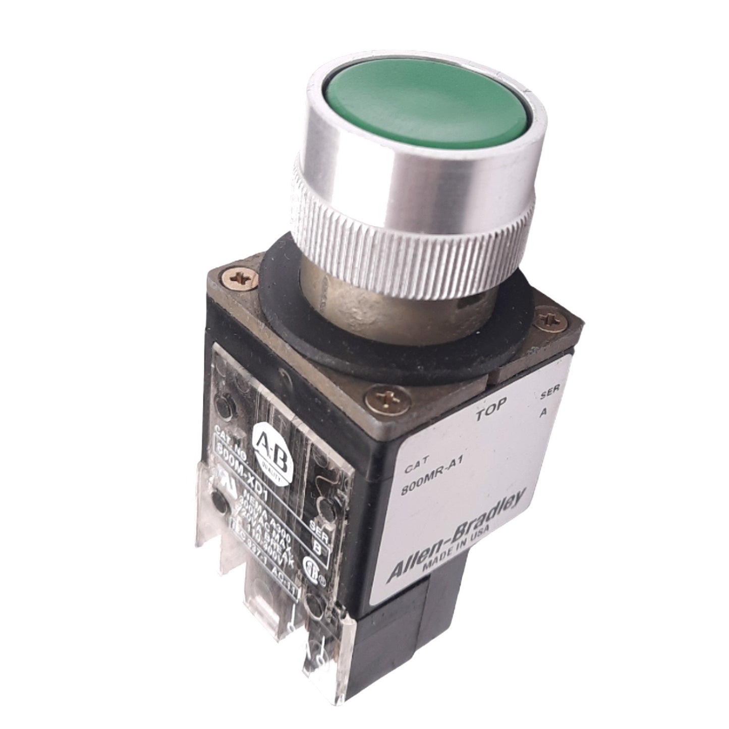 Used Allen Bradley 800MR-A1 Green Momentary Pushbutton, ø22mm, 1 N.O., 300VAC 10A Max