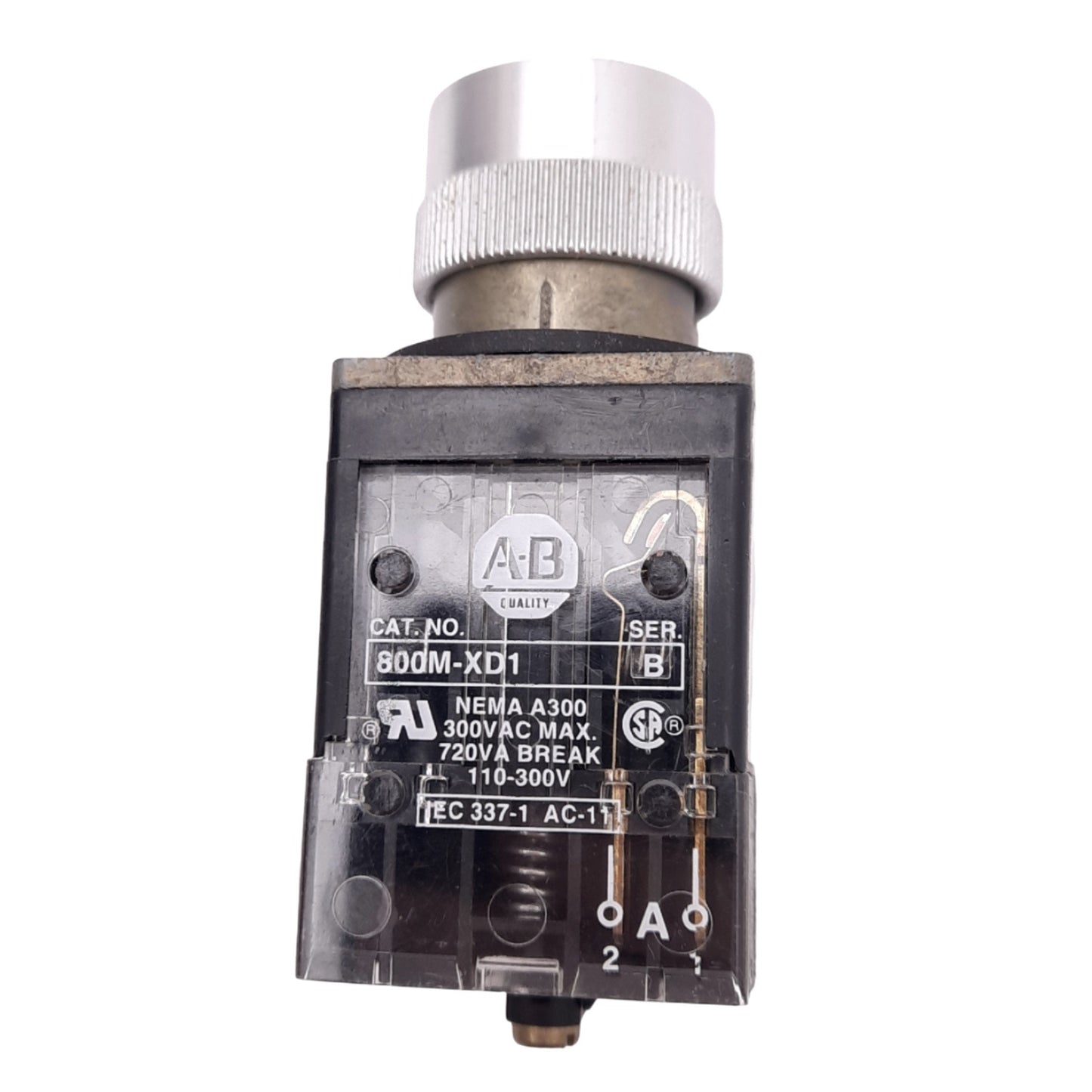 Used Allen Bradley 800MR-A1 Green Momentary Pushbutton, ø22mm, 1 N.O., 300VAC 10A Max