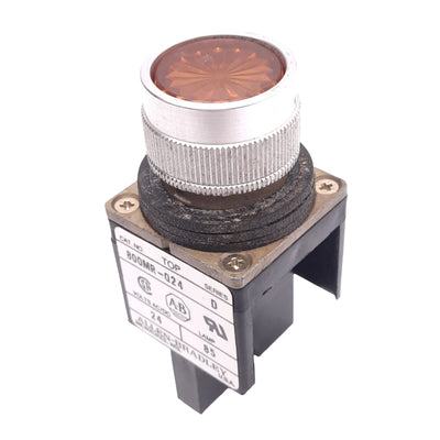 Used Allen Bradley 800MR-Q24 Amber Indicator Pilot Light, ø22mm, 24VAC/DC Lamp