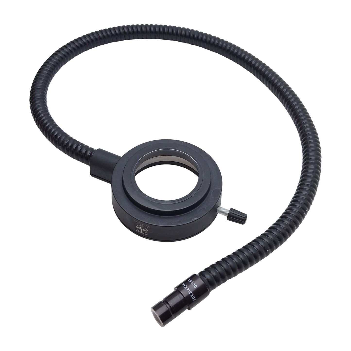 Used Volpi 10530 Fiber Optic Ring Light, ø50mm ID, ø15mm OD Input, 27.5in Cable