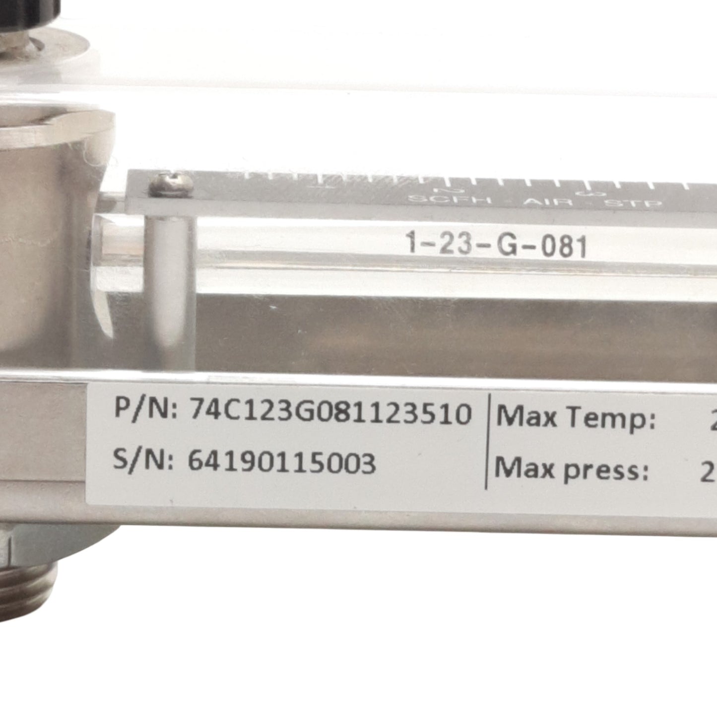 Used King Instruments 74C123G081123510 Flowmeter 1-4.2SCFH Air, 1/4in NPT, 200psig