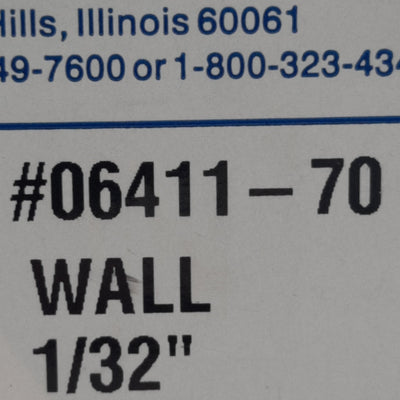 New Cole Parmer 06411-70 Silicone Tubing 1/4in ID, 5/16in OD, 1/32in, 25ft Length