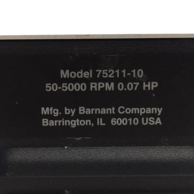 Used Cole Parmer 75211-10 Gear Pump Drive 50-5000RPM, 0.07HP, 120VAC 1-PH 2A