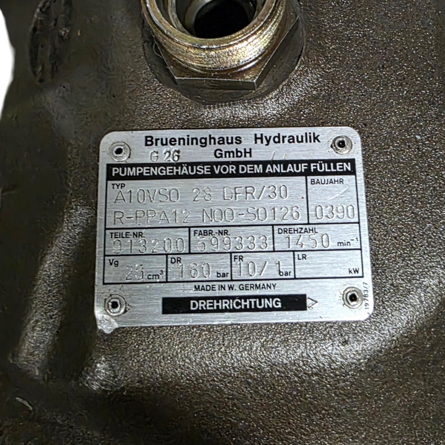 Used Brueninghaus A10VSO 28 DFR/30 R-PPA12 Variable Displacement Axial Piston Pump