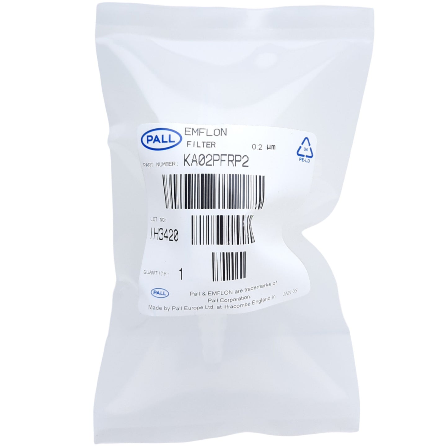 New Pall KA02PFRP2 Emflon Mini-Kleenpak Capsule Filter, 0.2µm, 4.1 bar 30°C