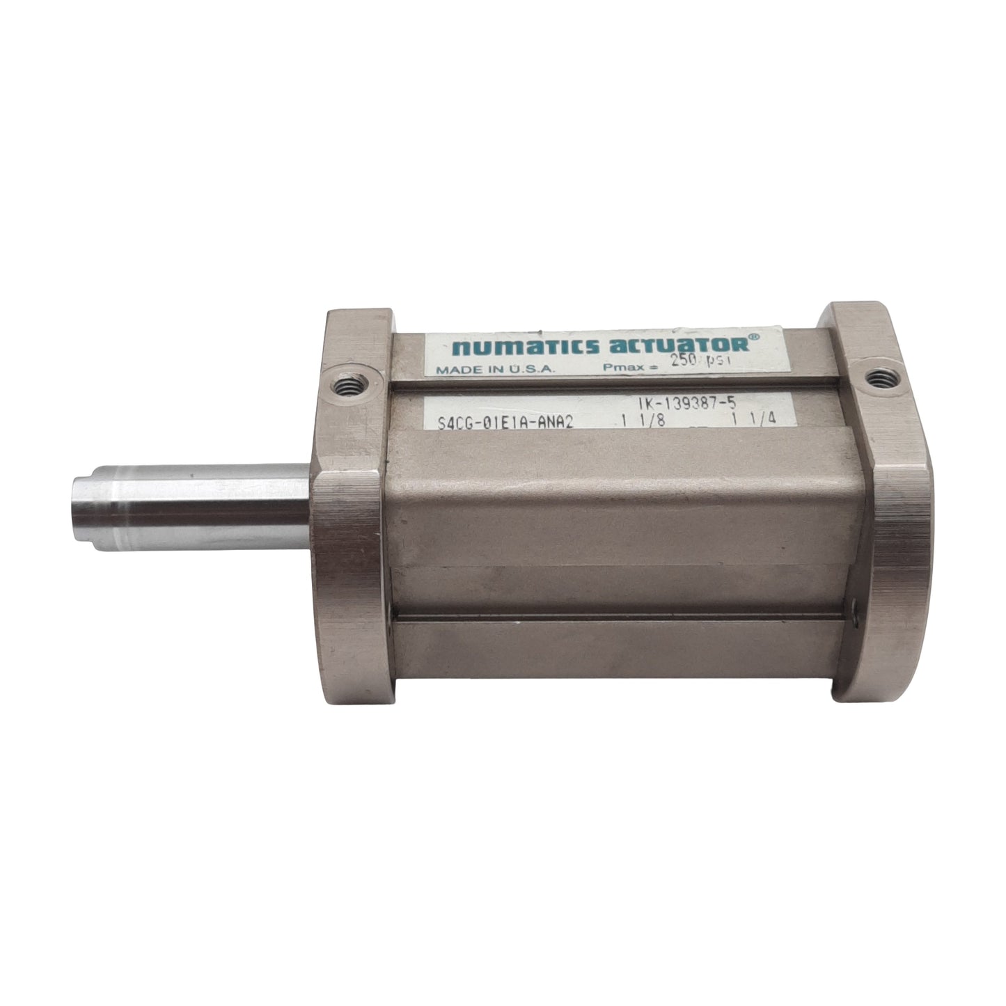 Used Numatics S4CG-01E1A-ANA2 Pneumatic Cylinder, ø1-1/8" Bore, 1-1/4" Stroke, 250psi
