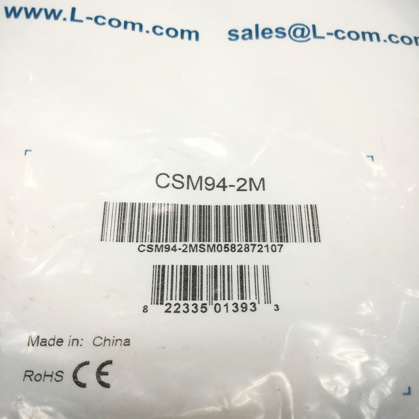 New L-Com CSM94-2M Firewire Cable, IEEE-1394 Type 1, 400Mbps, 2m Long